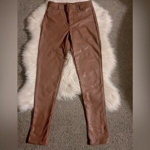 Brown Leather Skinny Pants Jeggings NWT